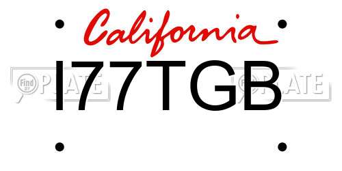 I77TGB California License Plate