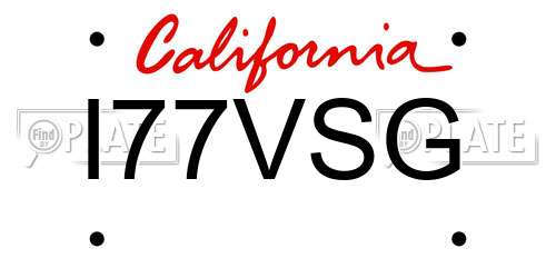 I77VSG California License Plate