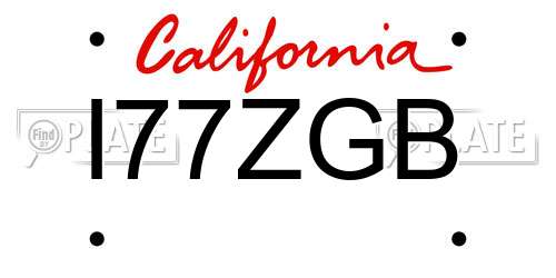 I77ZGB California License Plate