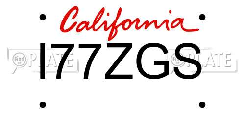 I77ZGS California License Plate