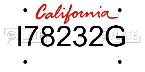 I78232G California License Plate