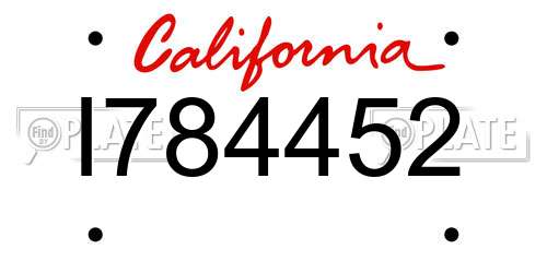 I784452 California License Plate