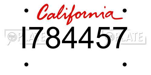 I784457 California License Plate
