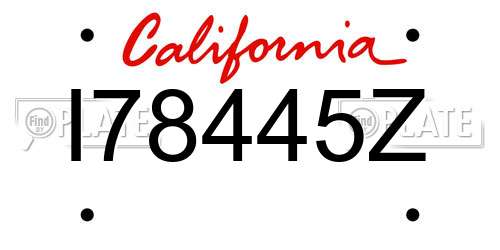 I78445Z California License Plate