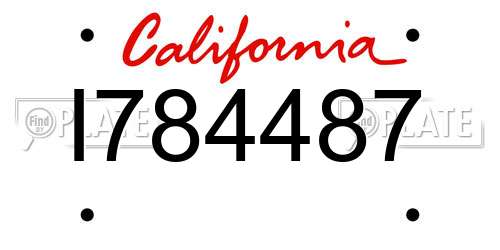 I784487 California License Plate
