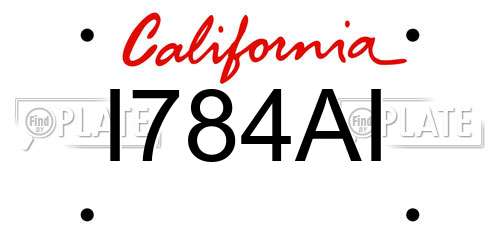 I784AI California License Plate