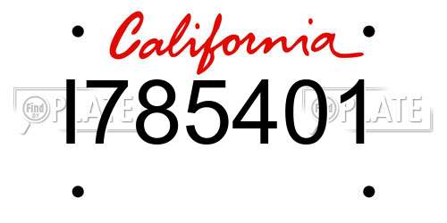 I785401 California License Plate