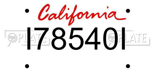 I78540I California License Plate