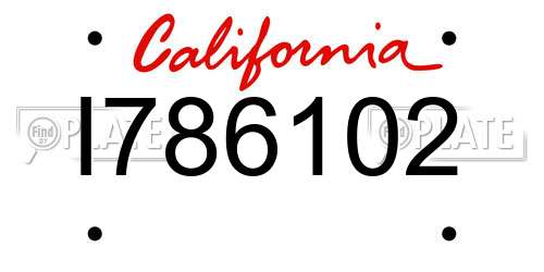 I786102 California License Plate