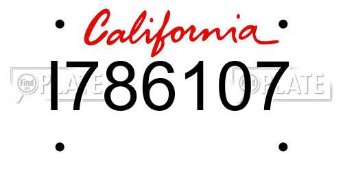 I786107 California License Plate