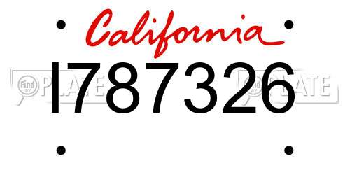 I787326 California License Plate