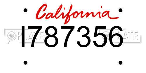I787356 California License Plate