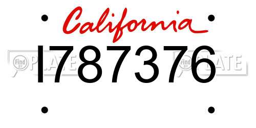 I787376 California License Plate