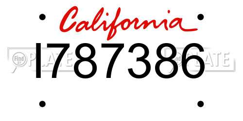 I787386 California License Plate