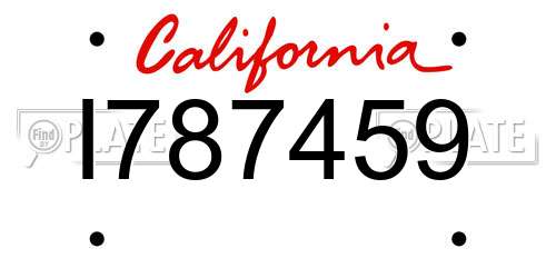 I787459 California License Plate