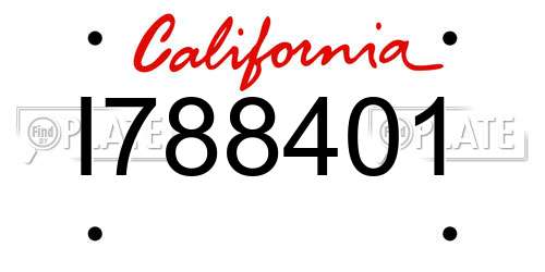 I788401 California License Plate