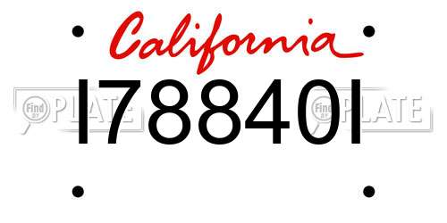 I78840I California License Plate