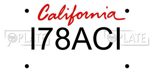 I78ACI California License Plate