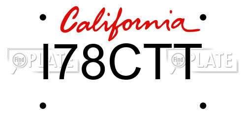 I78CTT California License Plate