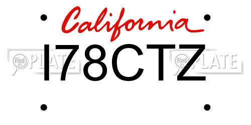 I78CTZ California License Plate