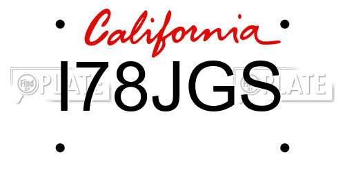 I78JGS California License Plate