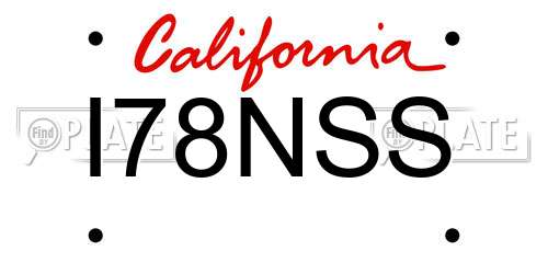 I78NSS California License Plate
