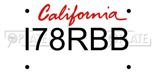 I78RBB California License Plate