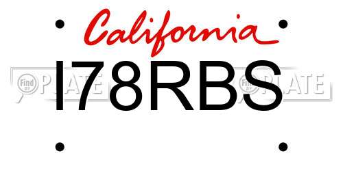 I78RBS California License Plate