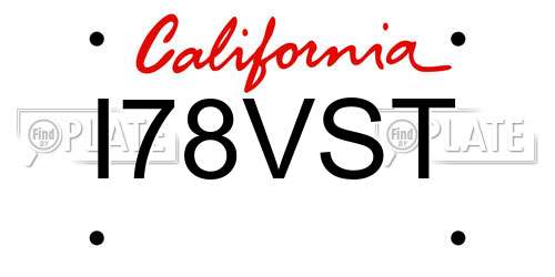 I78VST California License Plate