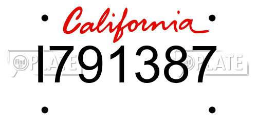 I791387 California License Plate