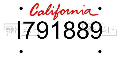 I791889 California License Plate