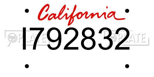 I792832 California License Plate