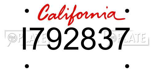I792837 California License Plate
