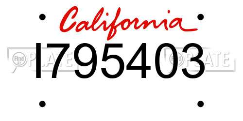 I795403 California License Plate
