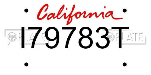 I79783T California License Plate