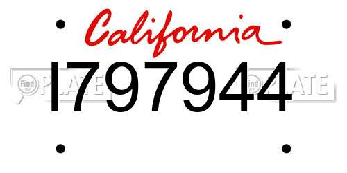 I797944 California License Plate