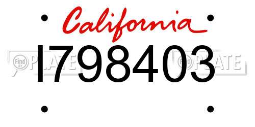 I798403 California License Plate