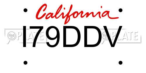 I79DDV California License Plate