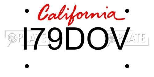I79DOV California License Plate