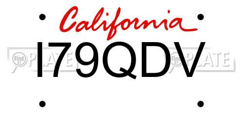I79QDV California License Plate
