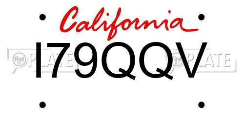 I79QQV California License Plate