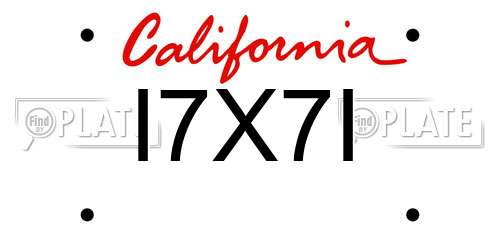 I7X7I California License Plate