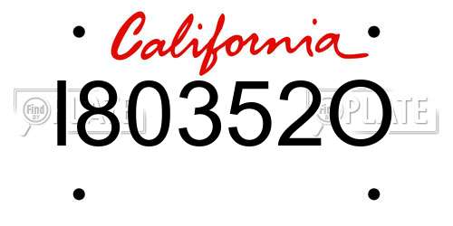I80352O California License Plate