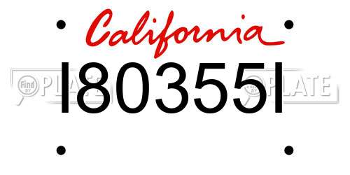 I80355I California License Plate