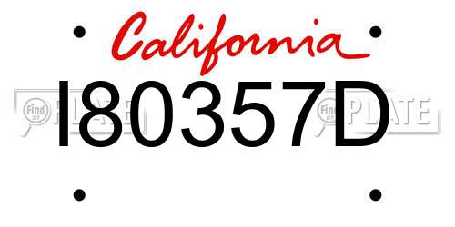 I80357D California License Plate