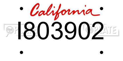 I803902 California License Plate