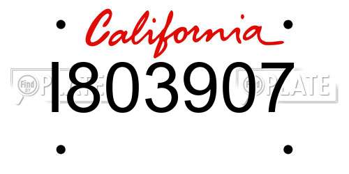 I803907 California License Plate