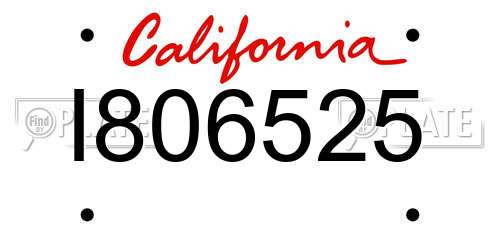 I806525 California License Plate