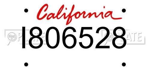 I806528 California License Plate