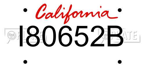 I80652B California License Plate